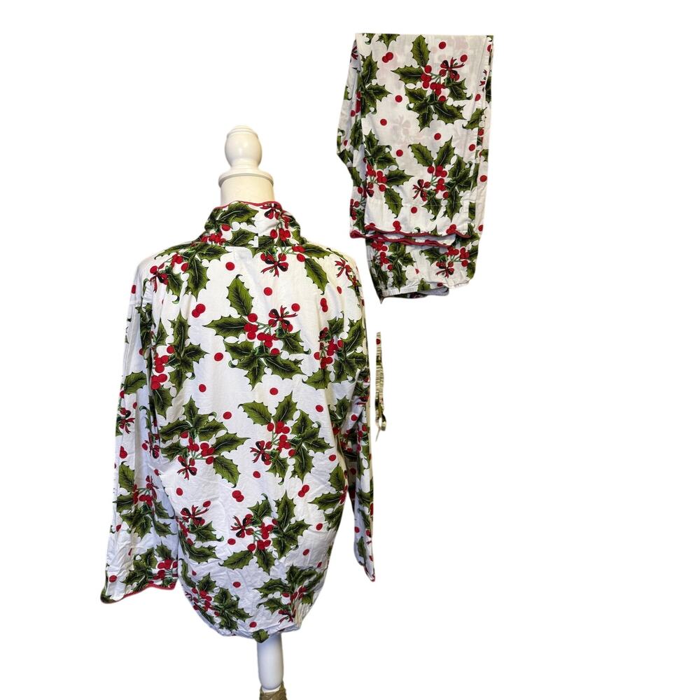 Heidi Carey 100%cotton holly berry christmas Pajama set womens Large
